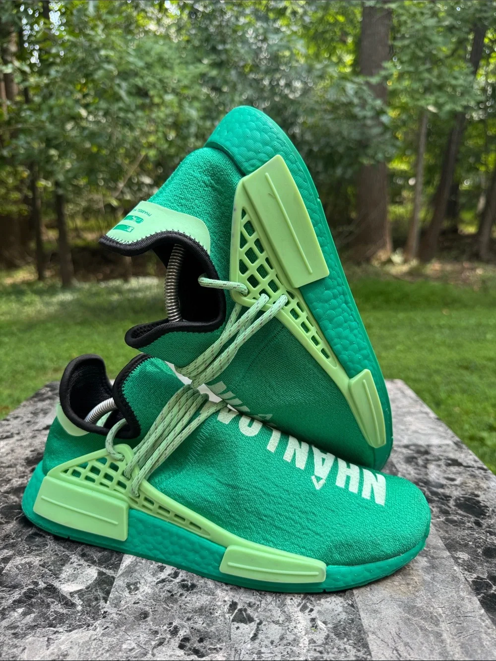adidas Pharrell x NMD Human Race Hu Core Green Low Top GY0089 Size 10